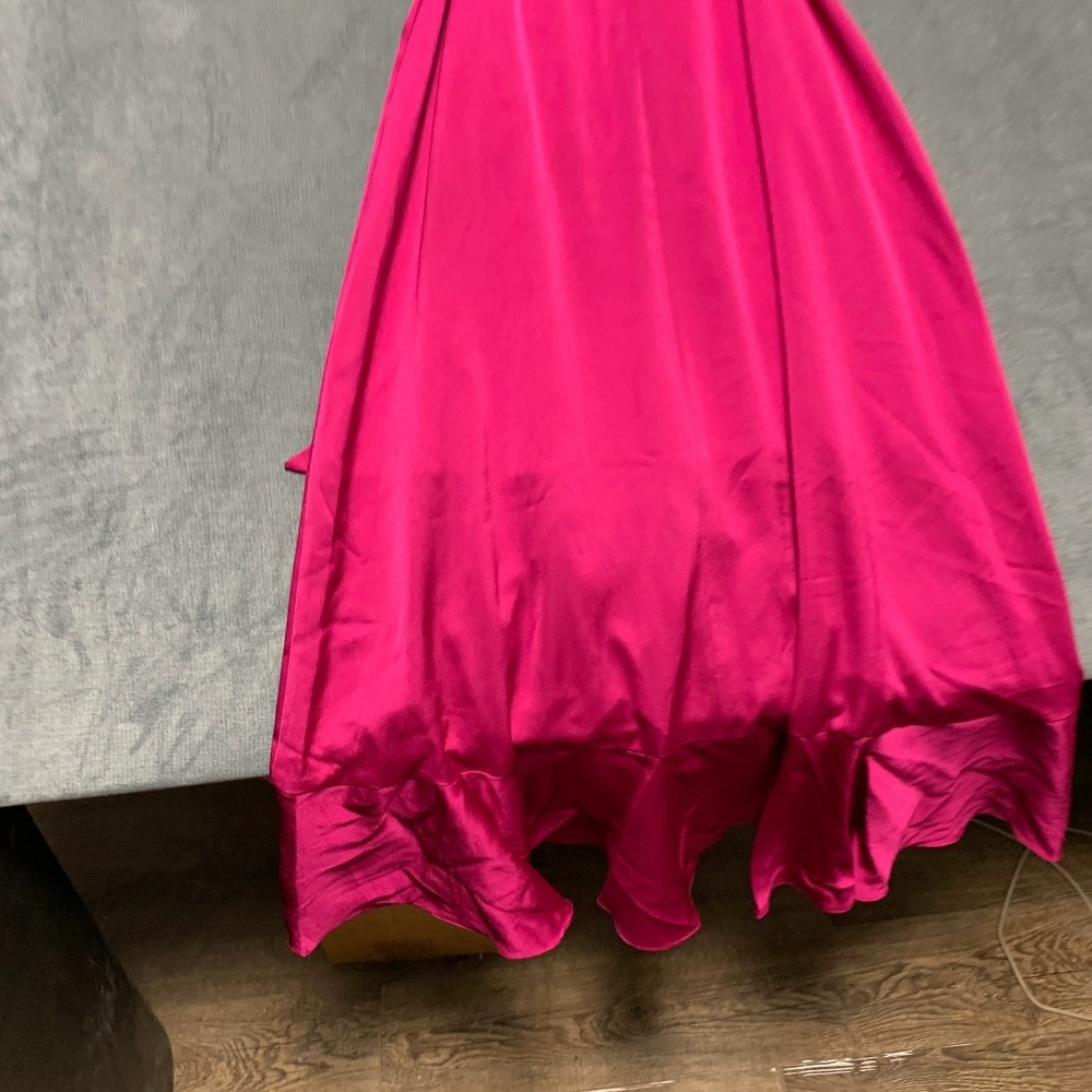 Kensie Faux Wrap Dress Womens 6 Hot Pink Ruched Sleeves Ruffled Hem Tie waist - Picture 11 of 14